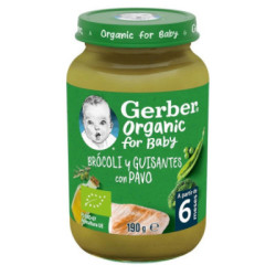 Gerber Organic Brocoli Guisantes Y Pavo 1 Tarrito 190 G